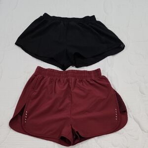 SHEIN Black and Burgundy Athletic Shorts